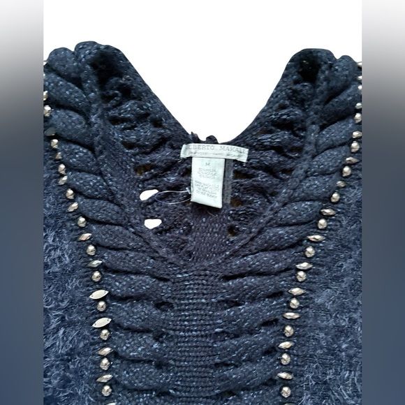 Alberto Makali vintage 3/4 puff sleeve semi cropped jeweled sweater size medium - Picture 6 of 7